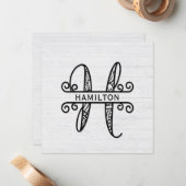 モノグラム文字H （姓） ノートカード (正面/裏面インサイチュ)
