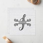 モノグラム文字Iと家族の名前ノートカード ノートカード (正面/裏面インサイチュ)