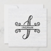 モノグラム文字Iと家族の名前ノートカード ノートカード (正面)