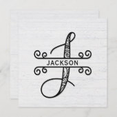 モノグラム文字Jと名札カード ノートカード (正面/裏面)