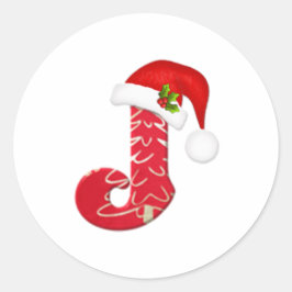 モノグラム文字J、サンタハットクリスマスステッカー ラウンドシール