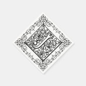 モノグラム文字J スタンダードカクテルナプキン (角)