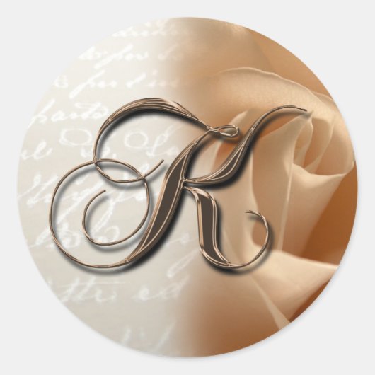 モノグラム文字K結婚の封筒ステッカー ラウンドシール (正面)