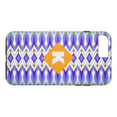 モノグラム文字K青とオレンジのジオメトアーガイルリ Case-Mate iPhoneケース (裏面(横))