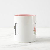 モノグラム文字M水彩バラフローラスプレー ツートーンマグカップ (中央)