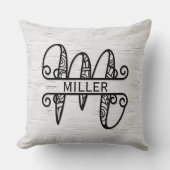 モノグラム文字M （姓） クッション (正面)