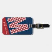 モノグラム文字M -赤と白水玉模様 ラゲッジタグ (正面横)