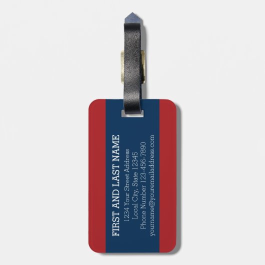 モノグラム文字M -赤と白水玉模様 ラゲッジタグ (裏面縦)