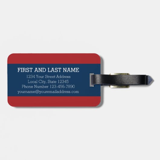 モノグラム文字M -赤と白水玉模様 ラゲッジタグ (裏面横)