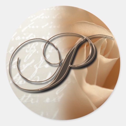 モノグラム文字P結婚の封筒ステッカー ラウンドシール (正面)