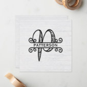 モノグラム文字P （姓） ノートカード (正面/裏面インサイチュ)