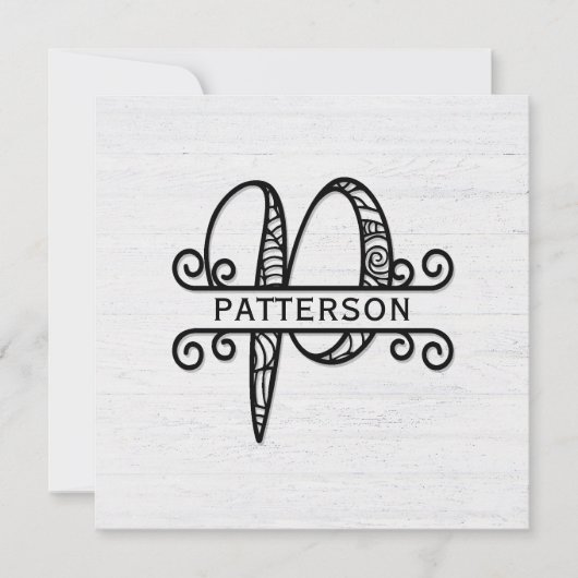 モノグラム文字P （姓） ノートカード (正面)