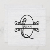 モノグラム文字Qと家族の名前ノートカード ノートカード (正面/裏面)