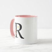 モノグラム文字R水色の花モダンシック マグカップ (正面左)
