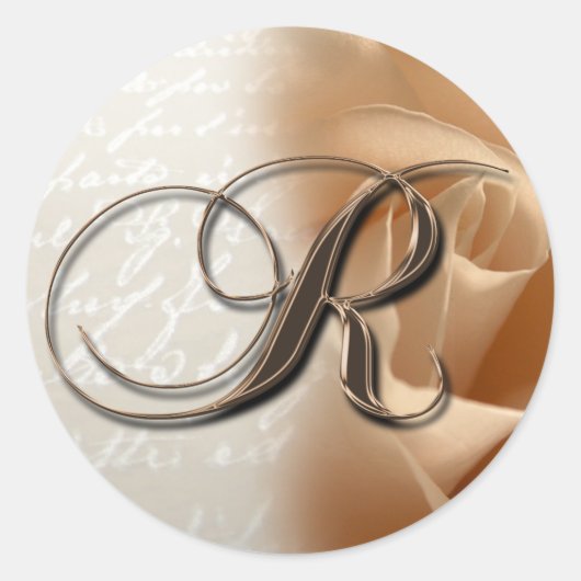 モノグラム文字R結婚の封筒用シール ラウンドシール (正面)