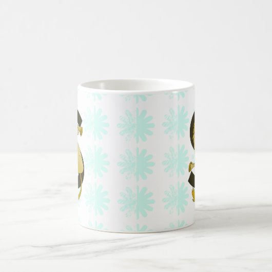 モノグラム文字Sポニー動揺してフラワーパターン コーヒーマグカップ (中央)