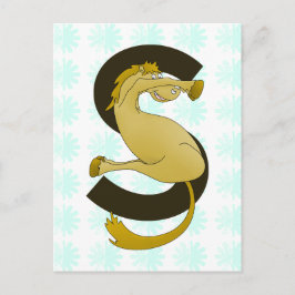 モノグラム文字Sポニー動揺してフラワーパターン ポストカード