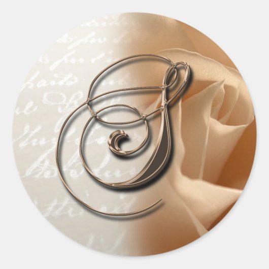 モノグラム文字S結婚の封筒用シール ラウンドシール (正面)