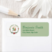 モノグラム文字S：クリスマスリース付/サンタクロース ラベル (インサイチュ)