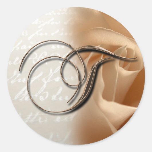 モノグラム文字T結婚の封筒用シール ラウンドシール (正面)