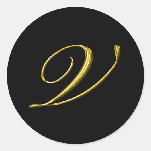 モノグラム文字V結婚の封筒用シール ラウンドシール (正面)
