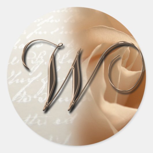 モノグラム文字W結婚の封筒ステッカー ラウンドシール (正面)