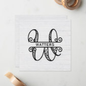 モノグラム文字W (ファミリ名) ノートカード (正面/裏面インサイチュ)