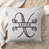 モノグラム文字X (ファミリ名あり) クッション (ブランケット)
