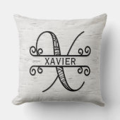 モノグラム文字X (ファミリ名あり) クッション (正面)