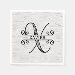 モノグラム文字X （ファミリ名あり） スタンダードカクテルナプキン