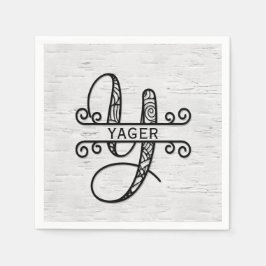 モノグラム文字Y （ファミリ名） スタンダードカクテルナプキン