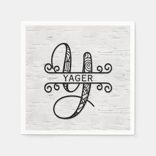 モノグラム文字Y （ファミリ名） スタンダードカクテルナプキン (正面)