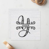 モノグラム文字Y (ファミリ名) ノートカード (正面/裏面インサイチュ)