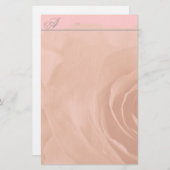 モノグラム文房具のピンク色あせバラ淡い色の 便箋 (正面/裏面)