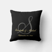モノグラム新郎新婦の名結婚前の形見の枕 クッション (裏面)