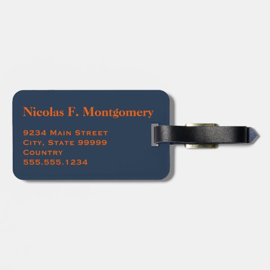 モノグラム旅行グレーオレンジリバーマス魚の頭 ラゲッジタグ (裏面横)