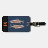 モノグラム旅行グレーオレンジリバーマス魚 ラゲッジタグ (正面横)