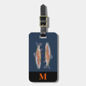 モノグラム旅行グレーオレンジリバーマス魚 ラゲッジタグ (正面縦)