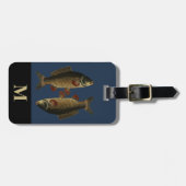 モノグラム旅行グレーグリーンカープフィッシュ ラゲッジタグ (正面横)