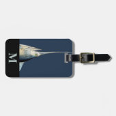 モノグラム旅行ブルーグレーのメカジキの魚の頭 ラゲッジタグ (正面横)