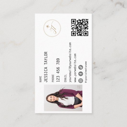 モノグラム旅行代理店パスポート世界地図の写真 名刺 (裏面)