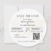モノグラム旅行結婚のテーマは日付ラウンドを保存 招待状 (正面)