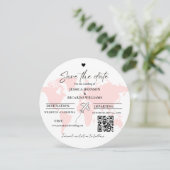 モノグラム旅行結婚のテーマは日付ラウンドを保存 招待状 (スタンド正面)