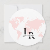 モノグラム旅行結婚のテーマは日付ラウンドを保存 招待状 (裏面)