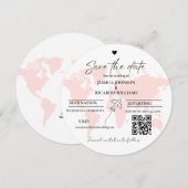 モノグラム旅行結婚のテーマは日付ラウンドを保存 招待状 (正面/裏面)