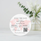 モノグラム旅行結婚のテーマは日付ラウンドを保存 招待状 (スタンド正面)