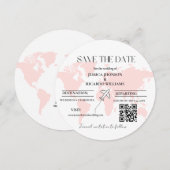 モノグラム旅行結婚のテーマは日付ラウンドを保存 招待状 (正面/裏面)