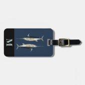 モノグラム旅行青い灰色のメカジキ魚 ラゲッジタグ (正面横)