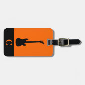 モノグラム旅行音楽エレクトリックバスギターオレンジ ラゲッジタグ (正面横)