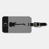 モノグラム旅行音楽エレクトリックバスギターグレー ラゲッジタグ (正面横)